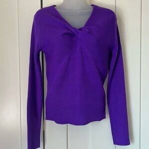 White Birch purple Twist-front ribbed sweater L